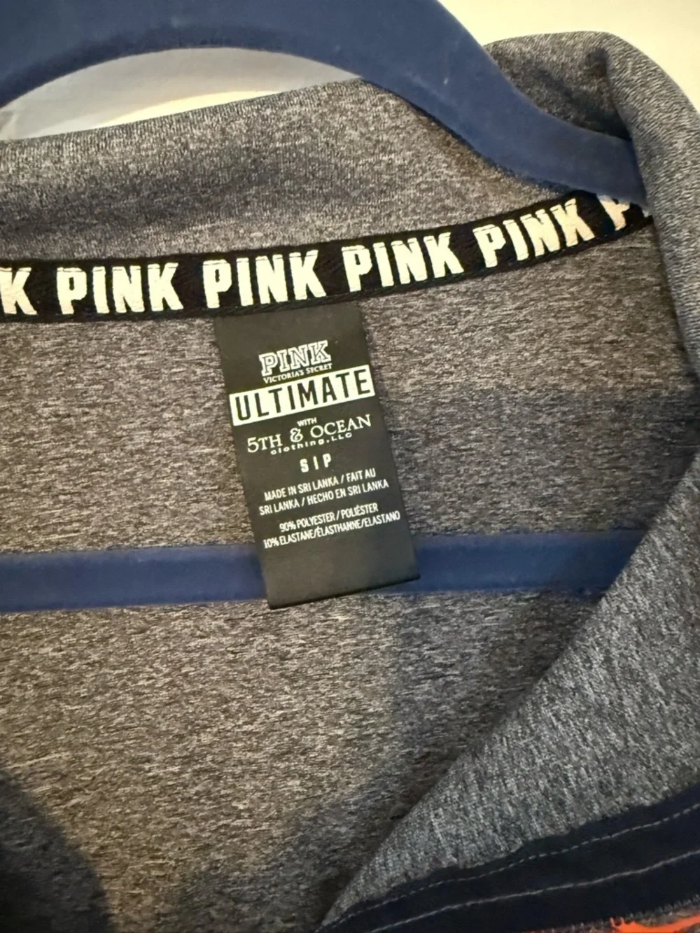 PINK Victoria's Secret Gray Half-Zip Pullover with Orange Logo - Picture 2 of 7